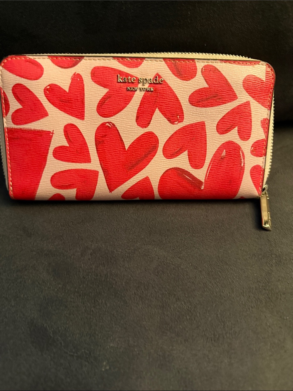 kate spade Red Heart Print Zip Wallet